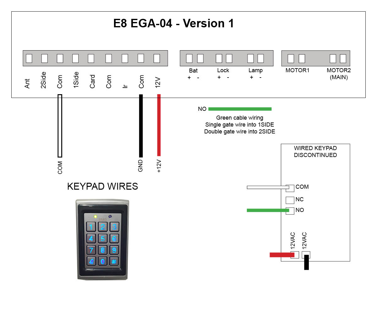 hard wired keypad wired to E8 motor