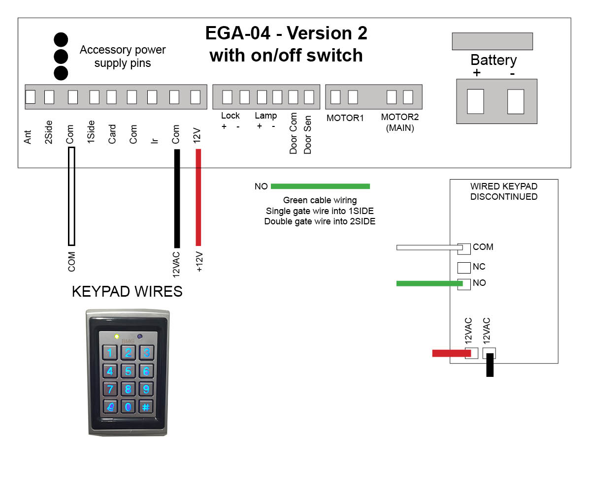 hard wired keypad wired to E8 motor