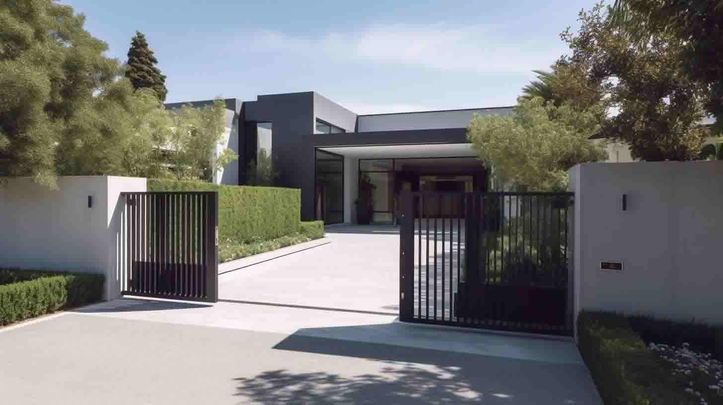 Secure Entryway with Automatic Sliding Gates