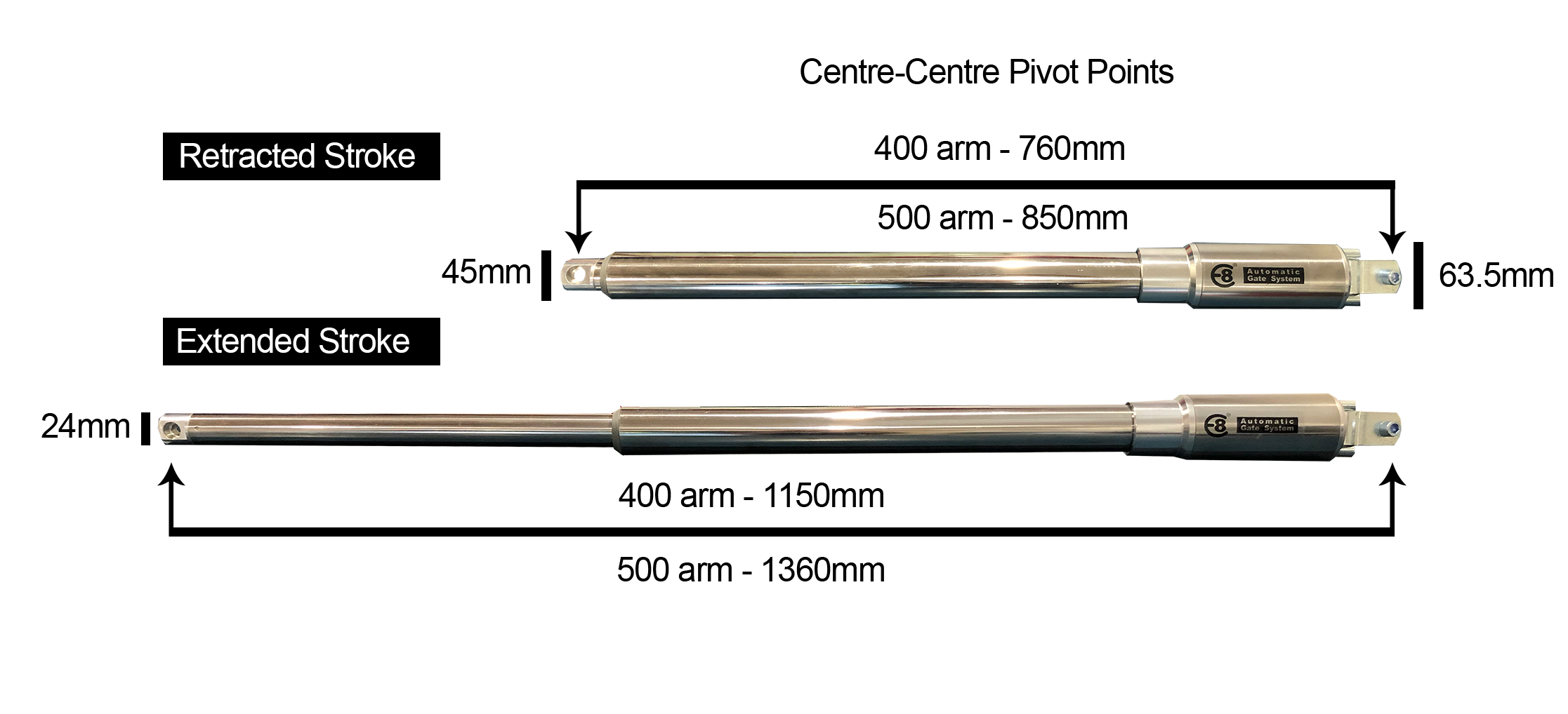 e8 swing actuator arms