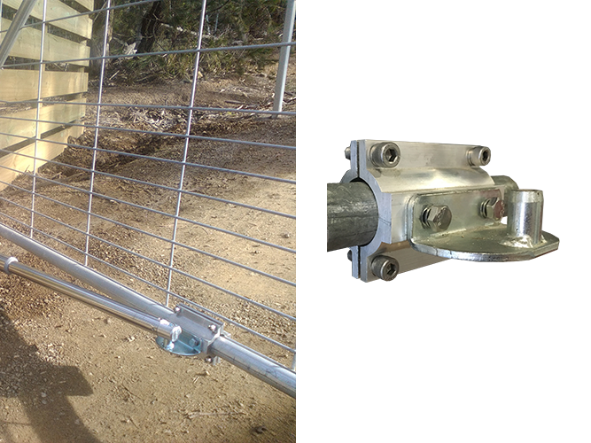 Round gate bracket for farm gate automation