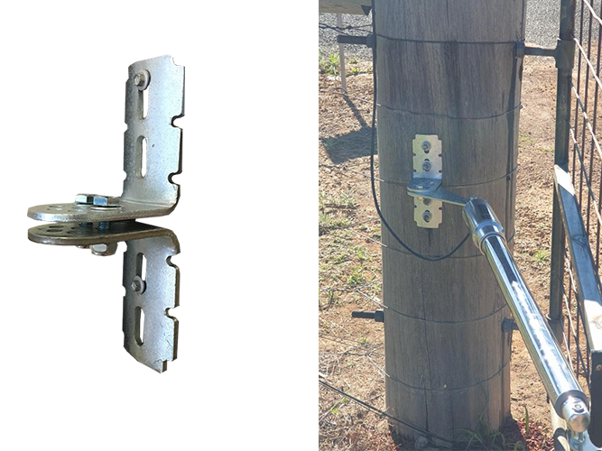 round post brackets for farm gate opener 