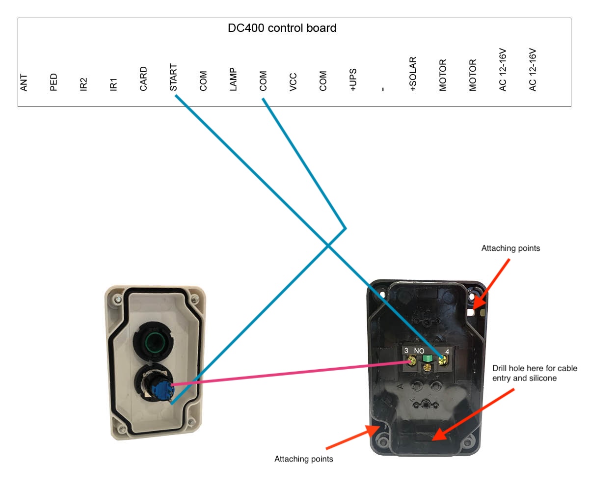 hard wired visitor push button wired to DC400 motor