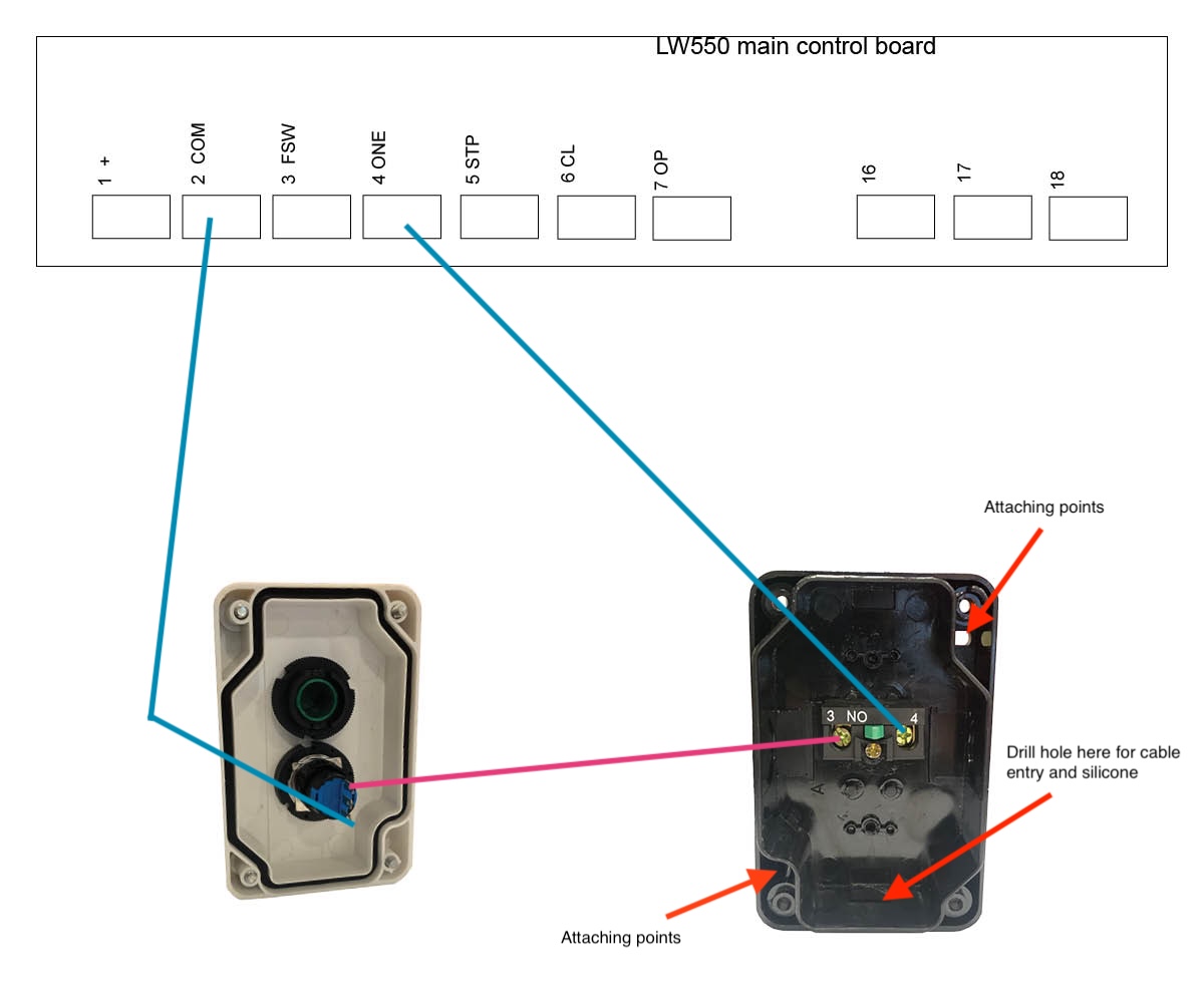 hard wired visitor push button wired to LW550 motor