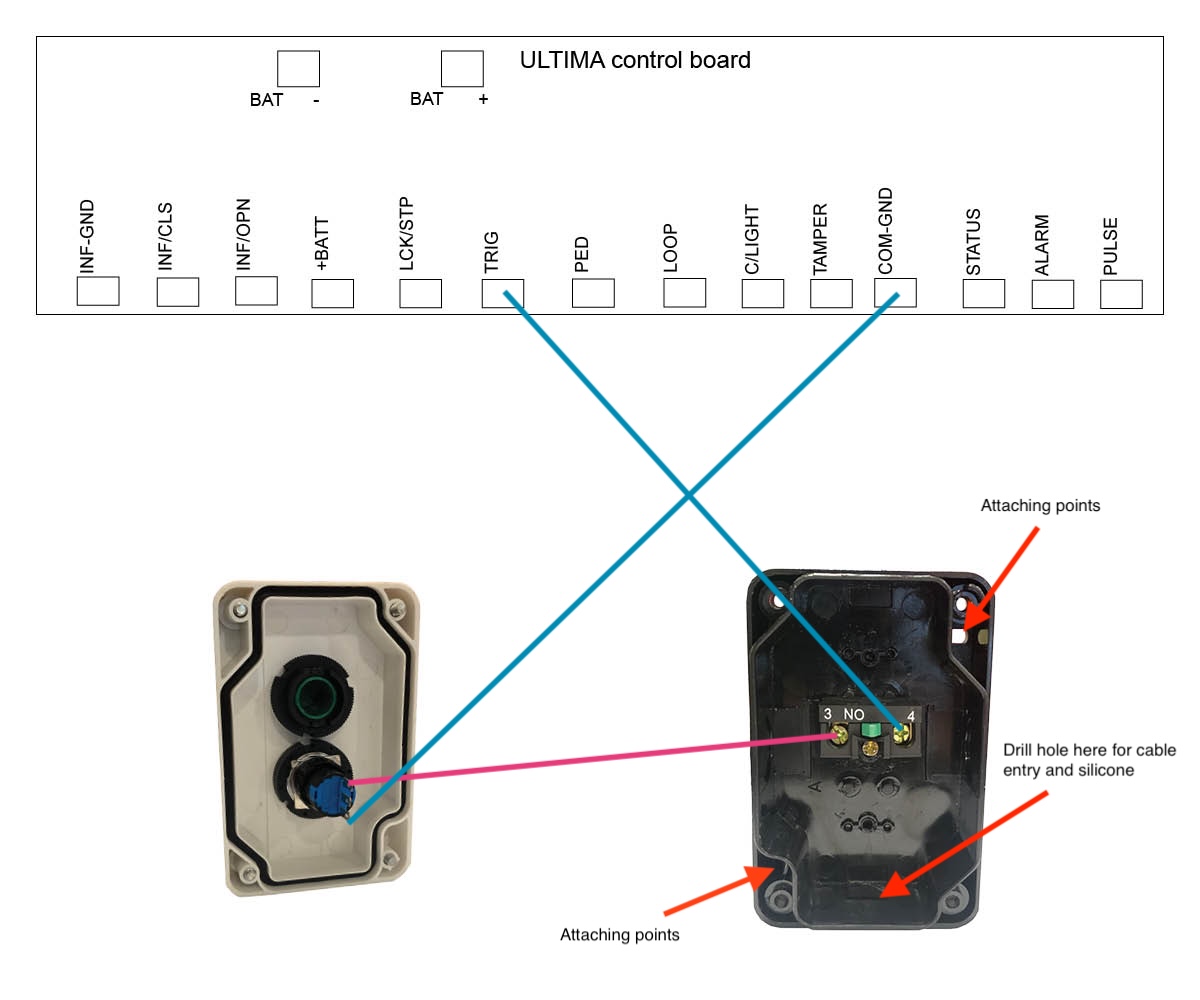 hard wired visitor push button wired to DACE motor