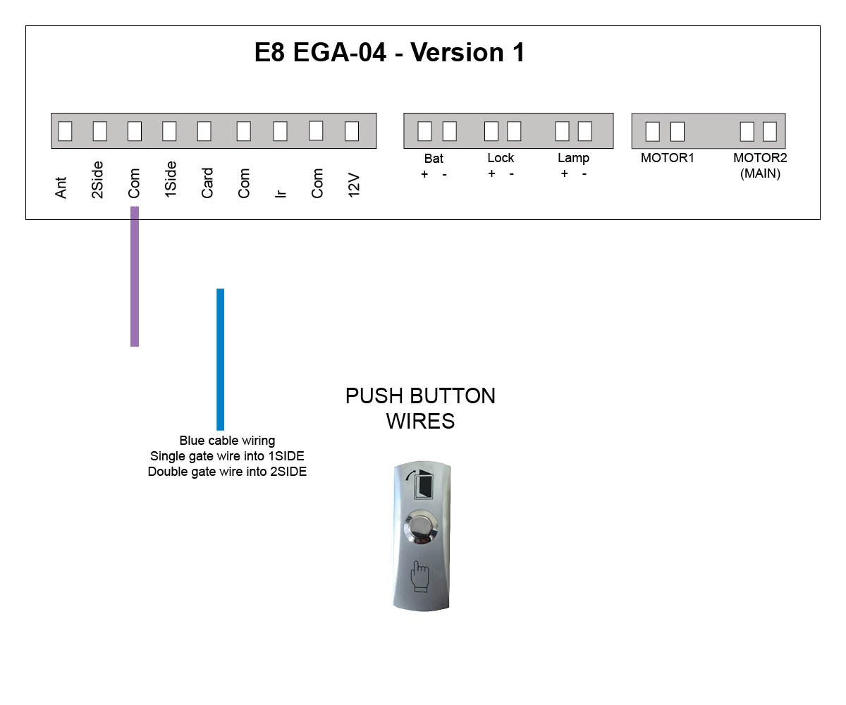 hard wired visitor push button wired to E8 motor