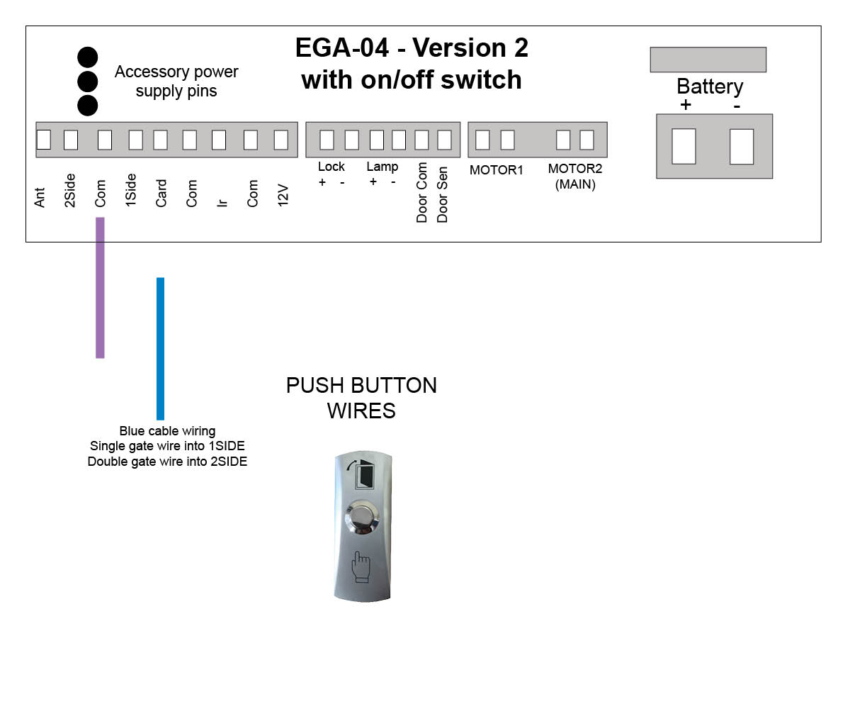 hard wired visitor push button wired to E8 motor