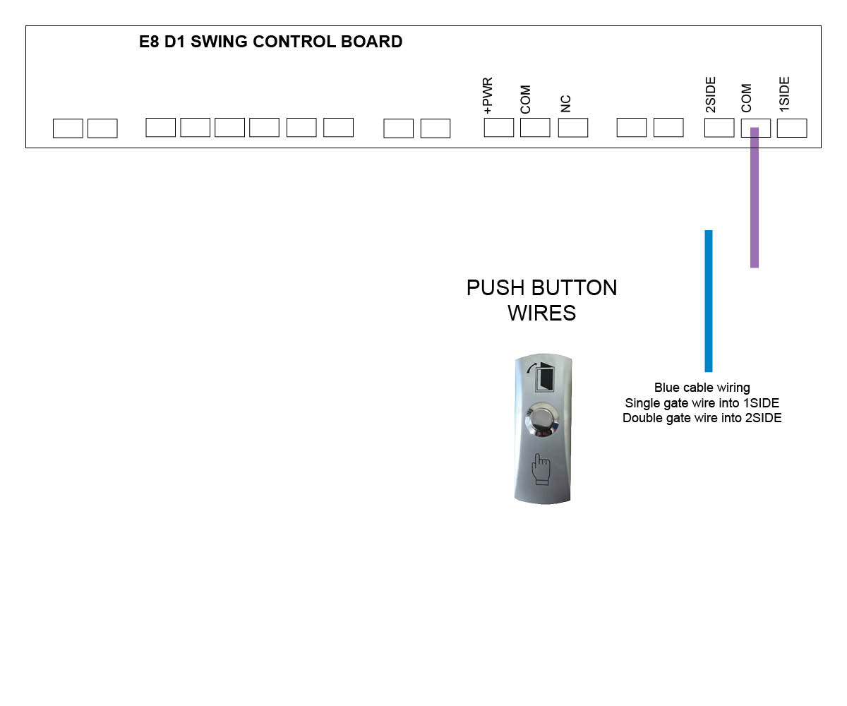 hard wired visitor push button wired to E8 motor