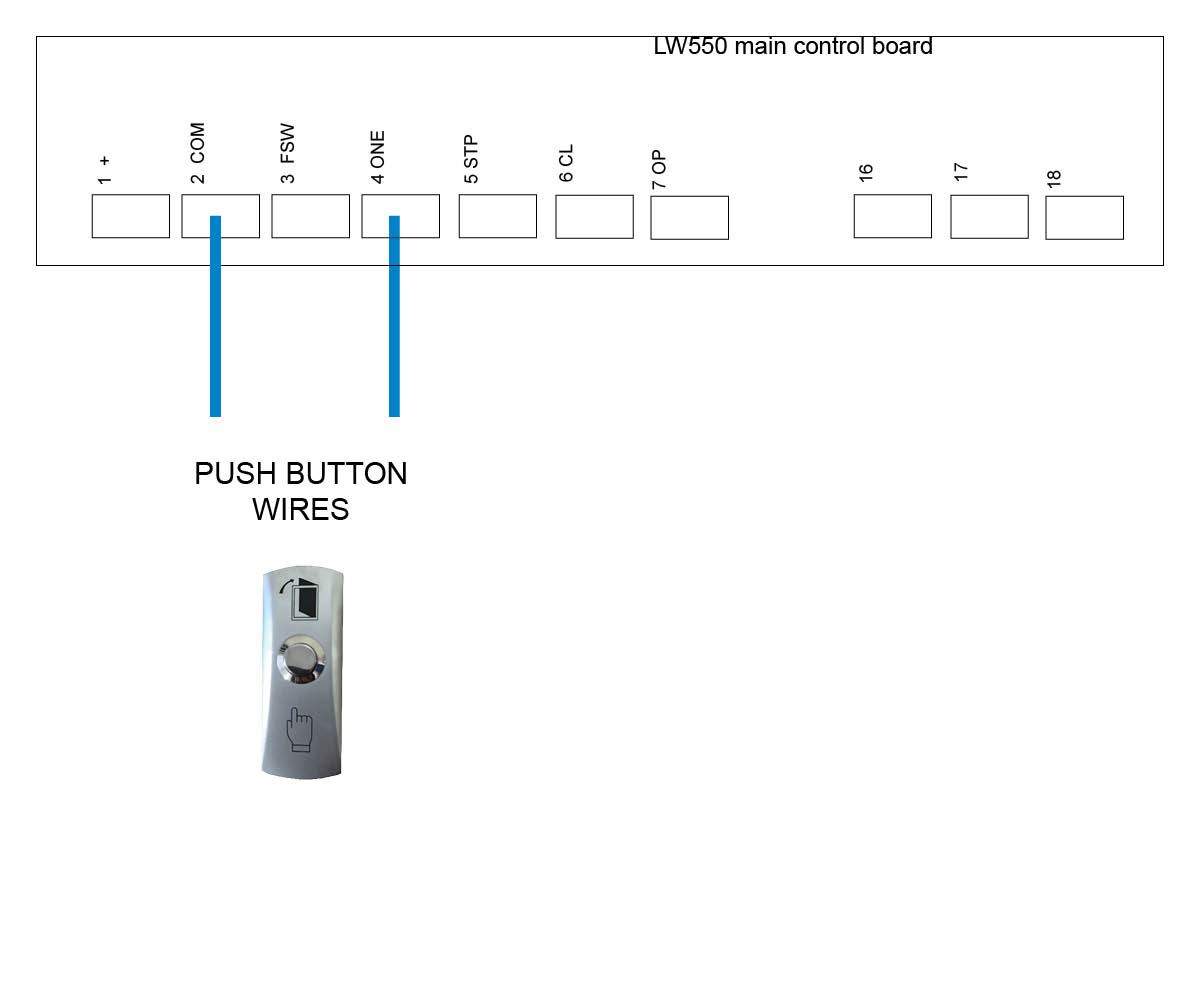 hard wired visitor push button wired to LW550 motor