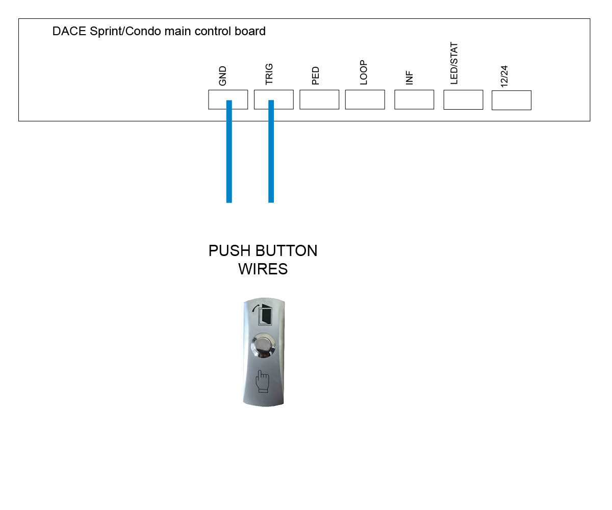 hard wired visitor push button wired to DACE Ultima motor