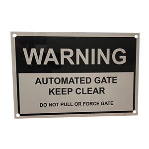 caution gate opener sign