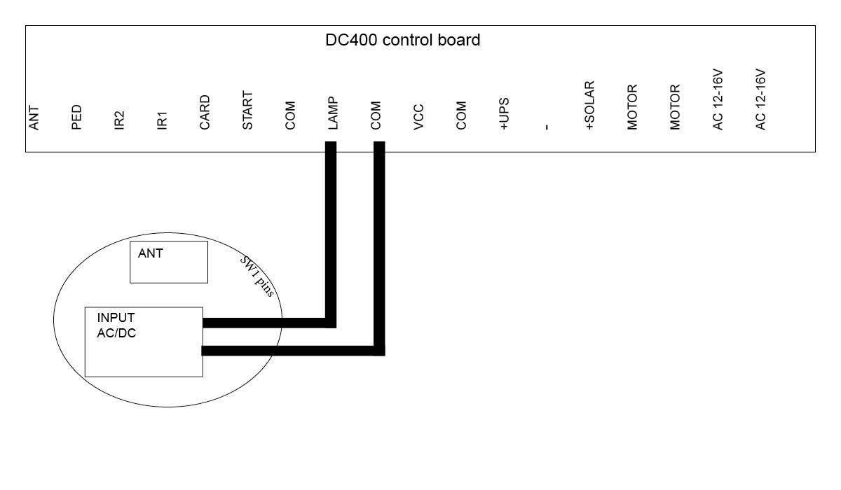 Gate Warning Light wiring to DC400 gate opener