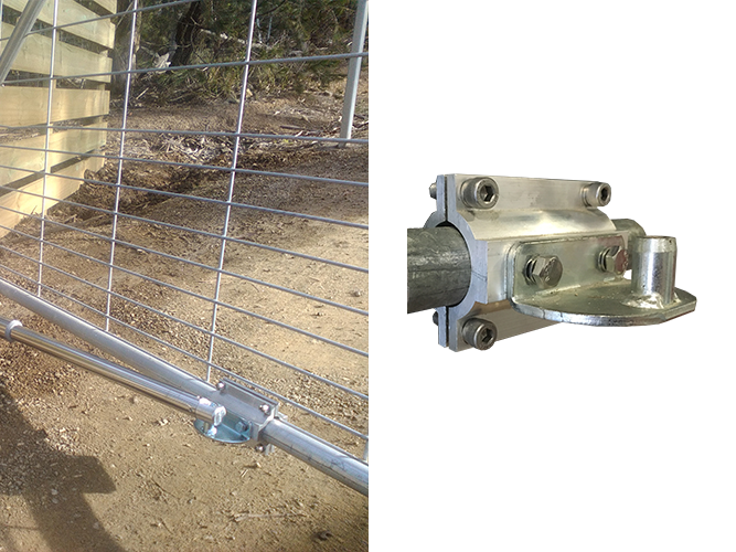 Round gate bracket for farm gate automation