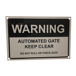 caution gate opener sign