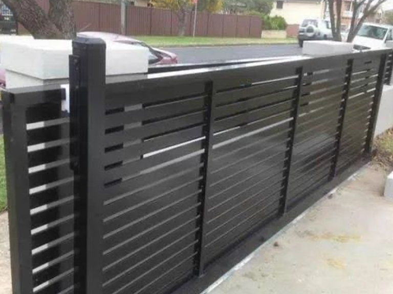 example of slide guide on a driveway sliding gate