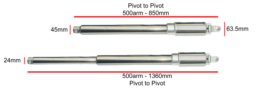 e8 500 actuator dimensions