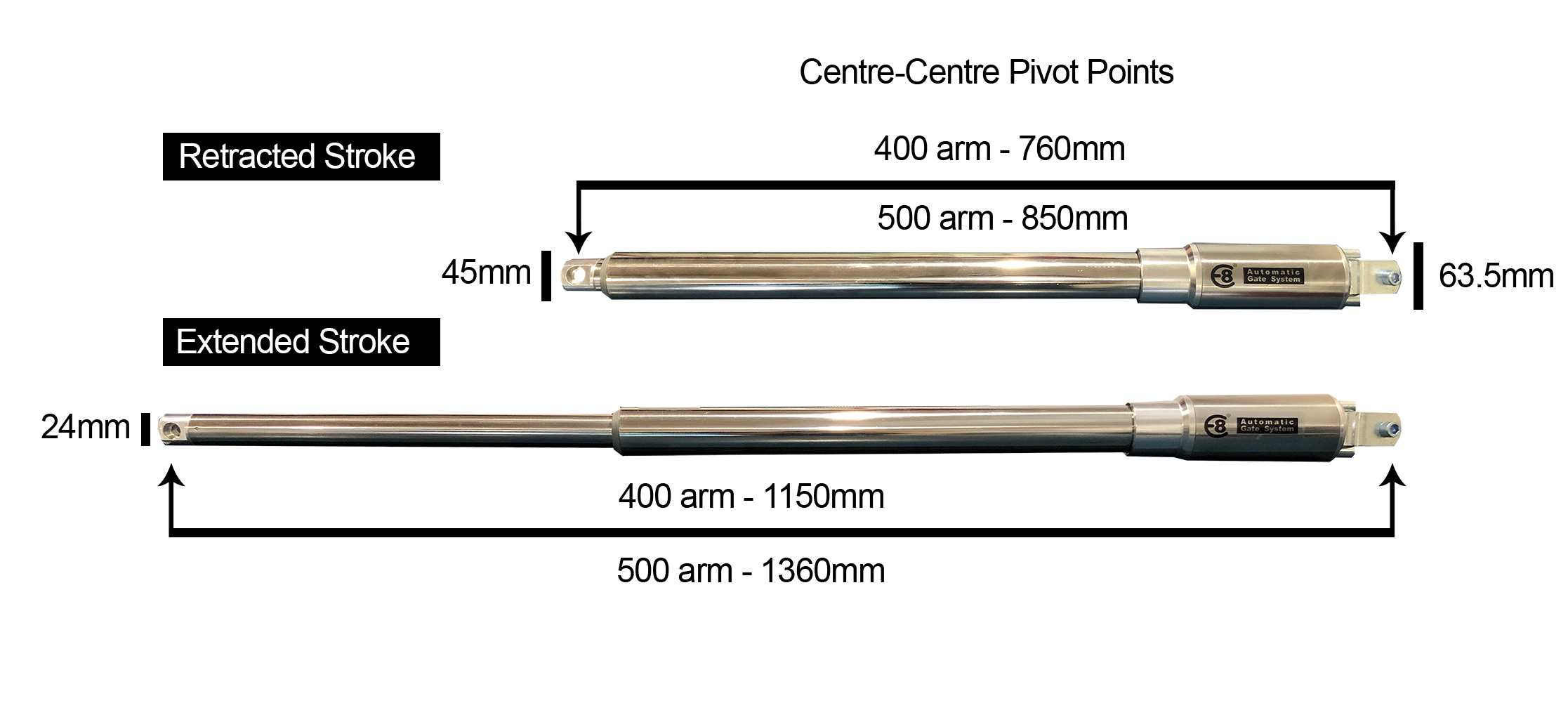 e8 swing actuator arms