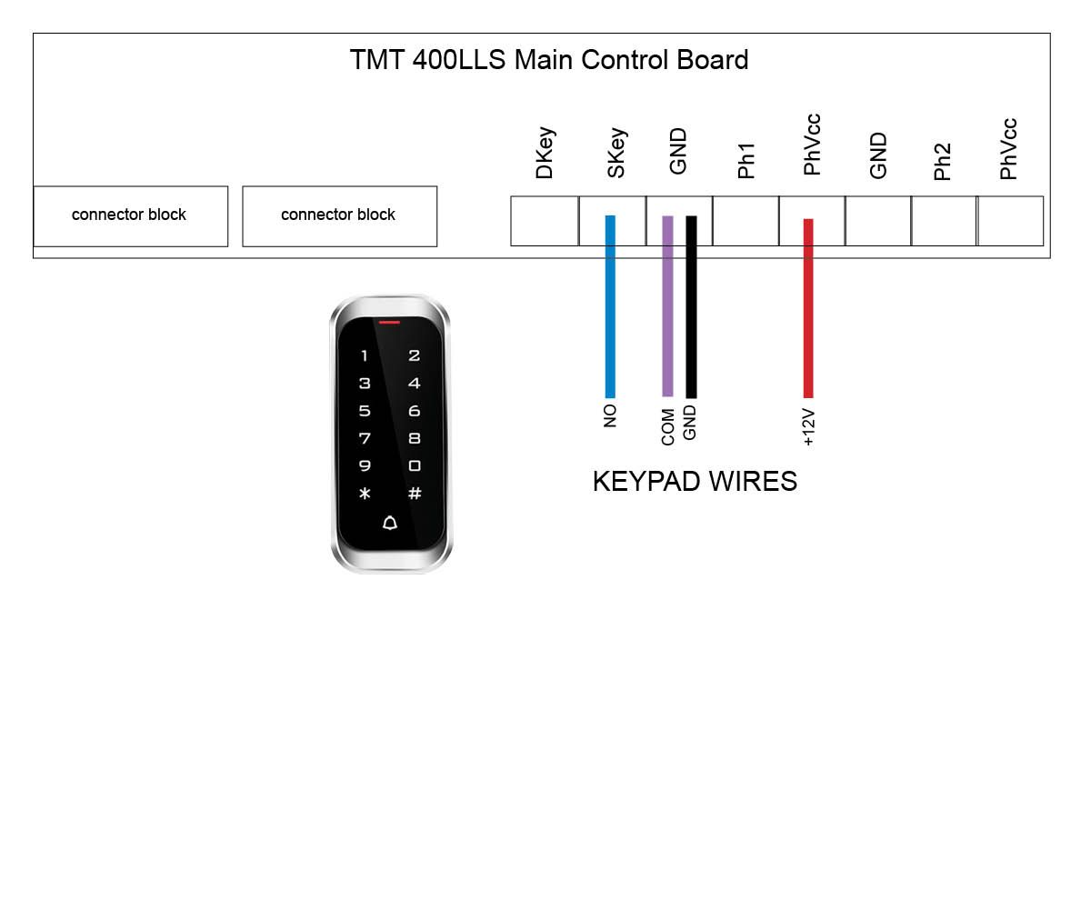 Hard wired digital keypad to TMT 400LLS gate opener