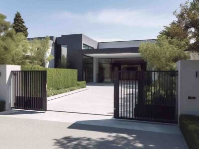 Secure Entryway with Automatic Sliding Gates