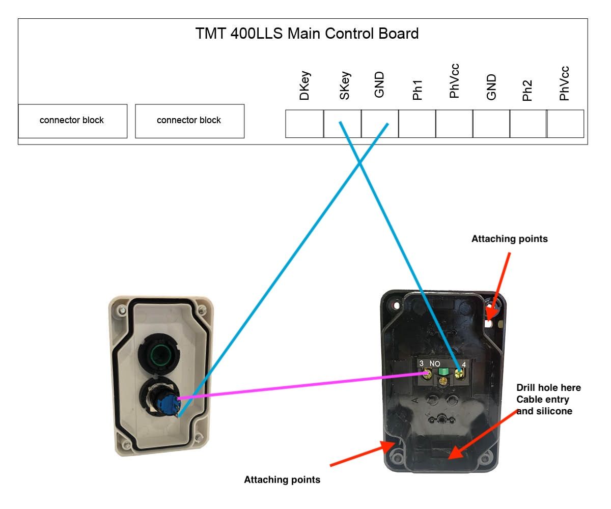 hard wired visitor push button wired to TMT 400LLS motor