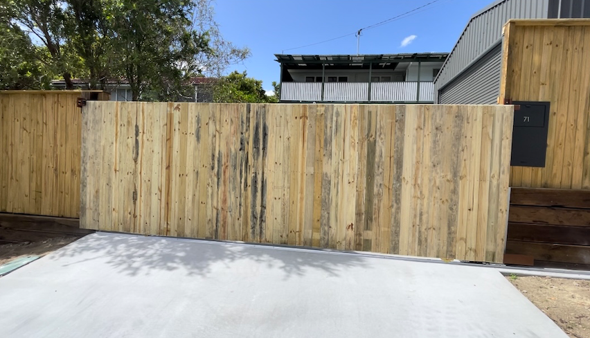 slide gate frame with timber butted 